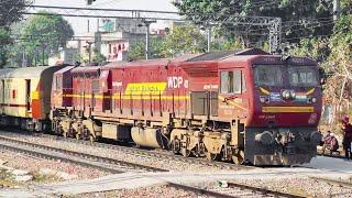 RANI DURGAVATI LIVERIED 40251 DLTB WDP4D LOCOMOTIVE WITH 14727 SHRI GANGANAGAR-TILAK BRIDGE EXPRESS