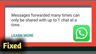 Fix WhatsApp Message Forwarded Many Times Can Only be Shared With Up to 1 Chat Only Problem Solved