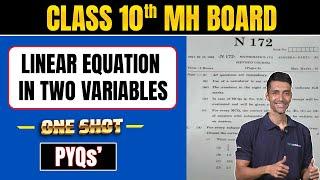 Linear equations in two variables  | Math Class 10 - MH Board - PYQs with solution #maharashtraboard