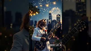 Rockstar Cat Stuns with Wicked Game' Under New Year Fireworks  #viralvideos #cat #ai #shorts