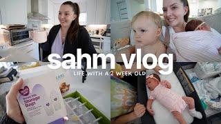 day in the life with a 2 week old  | feeding, mastitis, 2 under 2 is insane, new mom of 4 life :)