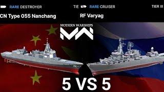 Modern Warships - 5× CN Type 055 Nanchang Vs 5× RF Varyag