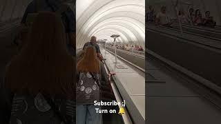  Going up on the escalator in Moscow Metro  around 30 metres up at Dostoevskaya station #travel