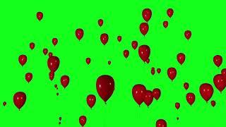 КРАСНЫЕ ШАРИКИ на ЗЕЛЕНОМ ФОНЕ / RED BALLOONS GREEN SCREEN