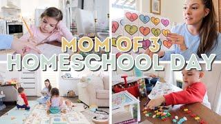 FULL HOMESCHOOL DAY IN THE LIFE (PRESCHOOL + KINDERGARTEN) | MOM OF THREE | KAYLA BUELL