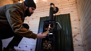 Warm & Cozy Wood Burning Stove Install At The Tiny Cabin | Start To Finish | Dwarf Stove