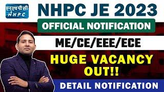 NHPC JE Recruitment 2023 | Official Notification Out | NHPC 2023 ME/CE/EE Full Details By Rahul Sir