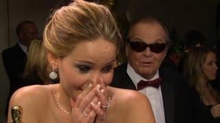 Jennifer Lawrence Interrupted by Jack Nicholson at Oscars | Good Morning America | ABC News