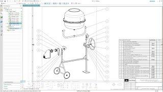 SIEMENS NX 12 - CONCRETE MIXER ASSEMBLY - DRAWING