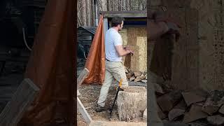 Splitting and stacking more wood. Looking forward to the warmer weather. #firewood #dadlife #wood