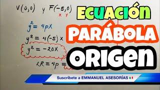 PARABOLA CON VERTICE EN EL ORIGEN | Obtener los Elementos y Ecuación