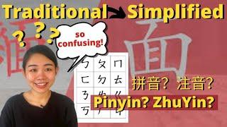 SIMPLIFIED Chinese vs TRADITIONAL Chinese History: What is Pinyin & Zhu Yin 注音?