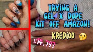TRYING A CHEAP GEL X DUPE KIT FROM AMAZON!! | KREDIOO GLUE GEL & TIPS KIT