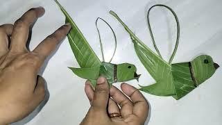 mango leaf parrot Craft for kids green day project|mango leaf decoration|parrot miniature|school DIY