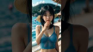 Cute Japanese Girl in Swimsuit: AI Transformation Illusion