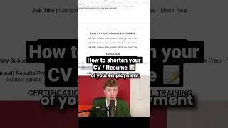 How to shorten your CV / Resume 