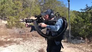 FRT Belt Fed AR with Machine Gunner Pack Test Fire - Alternate Angle