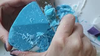 Резка мыла ASMR, голубые ароматные крошки.