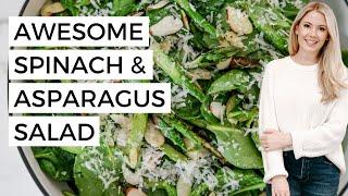 Healthy Spinach & Asparagus Salad: 6 Ingredients, AMAZING Flavor! (Easy Recipe)