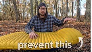 broken baffles on sleeping pad & how to prevent