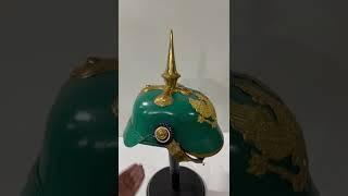 Medieval Replicas Imperial German Spiked Pickelhaube Officer Helmet- Green Leather & Brass#shorts