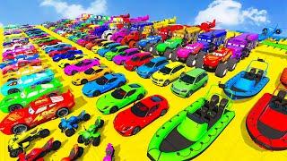 GTA V Mods Stunt Car Racing Challenge By SPIDER-MAN With Amazing Super Cars Monster Truck And Sharks