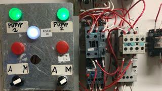 Two Motor Pump motor control Schematic  Diagram & wiring installation, Auto/Manual operation.