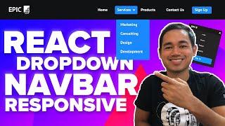 React Navbar Dropdown Menu Responsive Tutorial - Beginner React JS Project