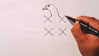 How To Draw An Eagle With 4×4 Dots Easy | How to draw a bald Eagle  (flying) easy step by step