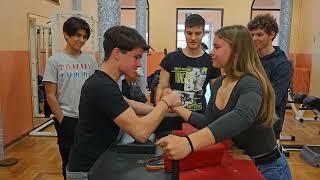 Real Mixed Arm wrestling! Can she beat all of them??