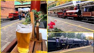 CHEERS!  Watching 161-year-old steam loco from pub at ELR Autumn steam gala 