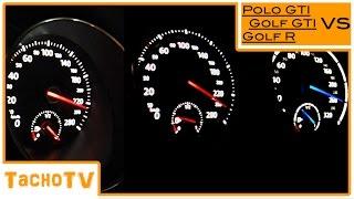 VW Golf 7 GTI  vs  Golf 7 R  vs  Polo 5 GTI       0-Top Speed (1080p)