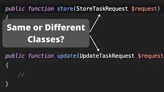 Laravel Form Request: Store/Update - Same or Separate Class?