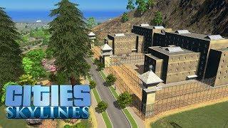 Cities Skylines - Скрытная тюрьма у подножья горы! #34