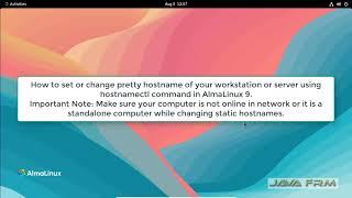 How to set or change pretty hostname using hostnamectl command in AlmaLinux 9