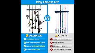 PLUSINNO Vertical Fishing Rod Holder, Wall Mounted Fishing Rod Rack, Fishing Pole Holder Holds Up to