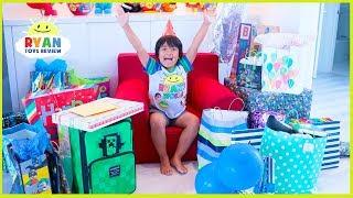 Ryan's 7th Birthday Party Opening Presents!!! Roblox, Minecraft, Nerf toys and more!!!