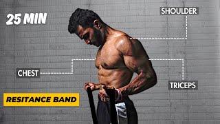 25 Min Resistance Band Chest, Shoulder, Triceps Workout | Follow Along | By Fitness My Life 2024