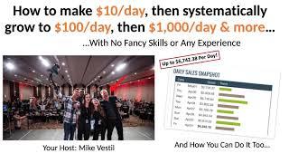 Free Webinar Mike Vestil (2,5hr training) $100-$1000/Day. Hit 6 figure online work