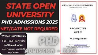 Open University Ph.D Admission 2025 II karnataka state open university(KSOU) @phdjobsandadmission