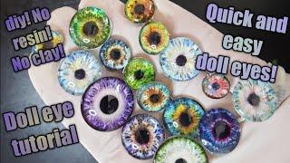 How to make art doll eyes! | diy make beautiful quick and EASY glass eyes | no resin | No clay bjd