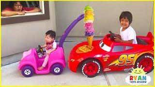 Ryan's Drive Thru Pretend Play Restaurant on Kids Power Wheels!!!