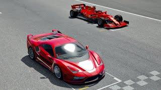 Ferrari 7X Design GTO Vision  vs Ferrari F1 2021 at Imola