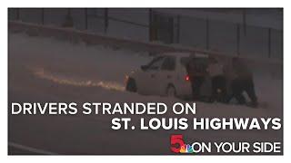 St. Louis drivers stranded off highways after sliding in winter storm