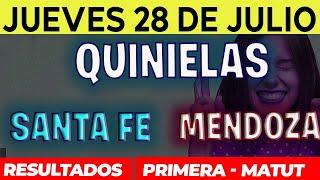 Quinielas Primera y matutina de Santa Fé y Mendoza, Jueves 28 de Julio