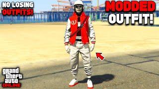 GTA 5 Online Easy White Joggers Modded Outfit With Red Glitched Hood! (No Transfer)