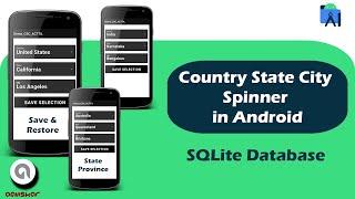 Country State City Spinner in Android with AutoCompletetextview | Country State City Database sqlite