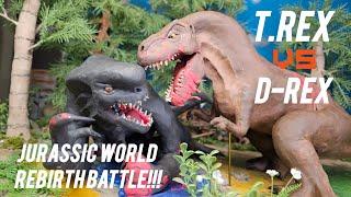 Jurassic World Rebirth Mutant D-Rex vs. Jurassic Park T.Rex Rexy - Stop Motion Dinosaur Battle