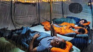 RAINY OUTSIDE in the MIDDLE of the FOREST BUT COZY INSIDE the TENT - RAIN CAMPING