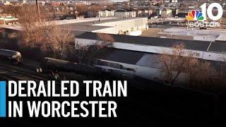 Efforts to remove derailed fuel train in Worcester